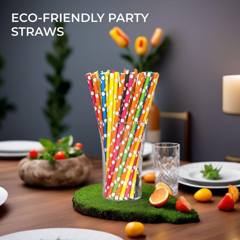 H&S Biodegradable Paper Straws for Drinking - 120pcs - Recyclable Multi Colored Party Straw Set - Image 5